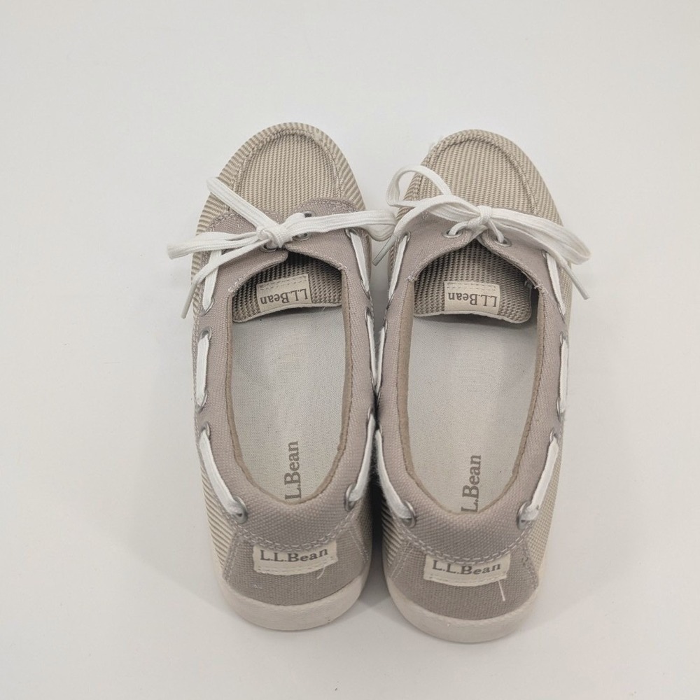 L.L.Bean Canvas Deck Boat Shoe Loafer Womens Size 8 Beige Preppy Nautical 287089 - Picture 4 of 9